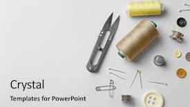  Presentation with tailoring - PPT theme with garment - accessories for tailoring on white background and a light gray colored foreground