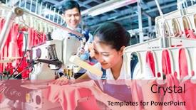 Presentation with garment - Presentation enhanced with garment - asian seamstress or worker background and a coral colored foreground