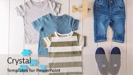  Presentation with garment - PPT layouts with garment - flat lay children clothing background and a mint green colored foreground