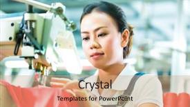  Presentation with factory machine - Audience pleasing slide deck consisting of garment - seamstress or worker backdrop and a coral colored foreground