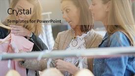  Presentation with clothing - Cool new PPT layouts with garment company - girlfriends having fun shopping backdrop and a  colored foreground