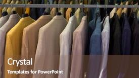  Presentation with garment - Slide deck featuring garment design - colorful male suits in row background and a  colored foreground