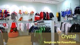  Presentation with garment - PPT theme with garment industrial - child clothing department background and a tawny brown colored foreground