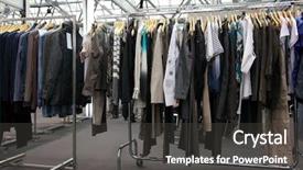  Presentation with garment - Cool new slides with garment industrial - design clothes hang at demonstration backdrop and a  colored foreground