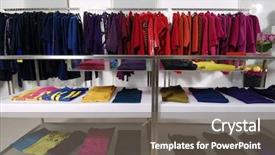  Presentation with clothes - PPT layouts consisting of garment industrial - designer clothes lined up background and a gray colored foreground