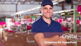  Presentation with clothing factory - Audience pleasing PPT theme consisting of garment industrial - portrait of happy senior clothing backdrop and a red colored foreground