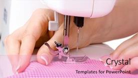  Presentation with sewing machine - Slides enhanced with garment industrial - sewing machine red fabric background and a lemonade colored foreground