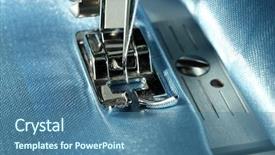  Presentation with garment - Slide set featuring garment industrial - sewing machine with blue cloth background and a ocean colored foreground