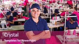  Presentation with garment manufacturing - PPT theme featuring garment manufacturing - above view of senior clothing background and a violet colored foreground