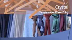  Presentation with garment manufacturing - PPT theme featuring garment manufacturing - hangers with suits and ties background and a coral colored foreground