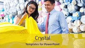  Presentation with fabrics - PPT layouts consisting of garment manufacturing - indonesian textile workers choosing some background and a gold colored foreground