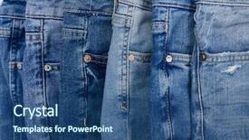  Presentation with jeans - Amazing presentation theme having garment manufacturing - set of blue jeans backdrop and a ocean colored foreground