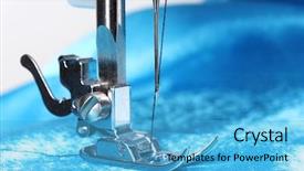  Presentation with sewing machine - Slides enhanced with garment manufacturing - sewing machine and item background and a teal colored foreground
