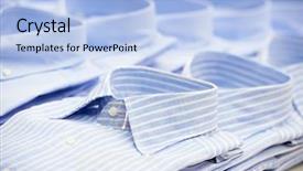  Presentation with garment manufacturing - Beautiful slide deck featuring garment manufacturing - shirts in a shop shopping backdrop and a light blue colored foreground