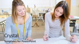  Presentation with garment - Amazing theme having garment manufacturing - textiles class backdrop and a light blue colored foreground