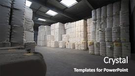  Presentation with spinning - Slide set having garment manufacturing - view of cotton stacked background and a dark gray colored foreground