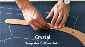  Presentation with textile - PPT theme consisting of garment manufacturing - young tailor working with textile background and a ocean colored foreground