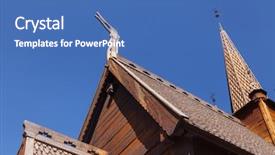  Presentation with church - Presentation theme enhanced with garmo stavkyrkje in maihaugen folk background and a teal colored foreground