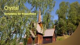  Presentation with redevelopment of church - Audience pleasing presentation consisting of garmo stavkyrkje in maihaugen folk backdrop and a tawny brown colored foreground