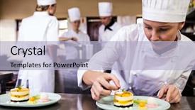  Presentation with hospitality hotel reception female receptionist - Amazing slide deck having garnish - female chef garnishing delicious desserts backdrop and a light blue colored foreground