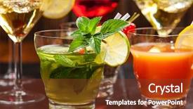  Presentation with summer party - Audience pleasing presentation design consisting of party cocktails and longdrinks garnished backdrop and a tawny brown colored foreground