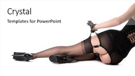  Presentation with sexy - Presentation theme enhanced with garter belts - sexy young woman in vintage background and a white colored foreground