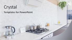  Presentation with gas - Cool new PPT layouts with gas - modern kitchen at home backdrop and a light gray colored foreground