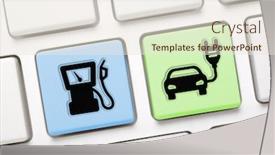  Presentation with electric car - Audience pleasing presentation consisting of gas and electric car key on keyboard backdrop and a sky blue colored foreground