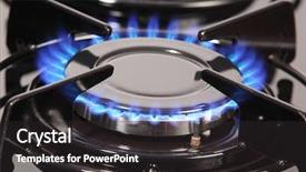  Presentation with gas utility - PPT theme featuring gas burner background and a dark gray colored foreground