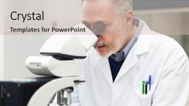  Presentation with canon microscope - Presentation design enhanced with gas chromatography - mature biologist using a microscope background and a soft green colored foreground