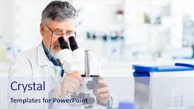  Presentation with scientific research - Audience pleasing presentation design consisting of gas chromatography - senior male researcher carrying backdrop and a sky blue colored foreground