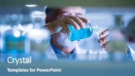  Presentation with scientific research - Beautiful PPT theme featuring gas chromatography - senior male researcher carrying backdrop and a teal colored foreground