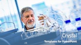  Presentation with gas chromatography - Beautiful slides featuring gas chromatography - senior male researcher carrying backdrop and a teal colored foreground