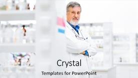  Presentation with scientific research - Slide set consisting of gas chromatography - senior male researcher carrying background and a  colored foreground