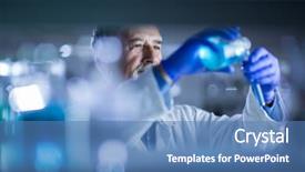  Presentation with scientific research - PPT theme consisting of gas chromatography - senior male researcher carrying background and a teal colored foreground