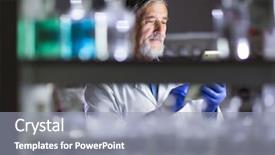 Presentation with scientific research - PPT theme enhanced with gas chromatography - senior male researcher carrying background and a  colored foreground