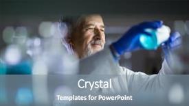  Presentation with scientific research - PPT theme consisting of gas chromatography chemistry - senior male researcher carrying background and a  colored foreground