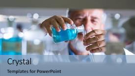  Presentation with scientific research - PPT theme with gas chromatography chemistry - senior male researcher carrying background and a  colored foreground