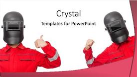  Presentation with funny - Amazing slide set having gas collection - funny welder isolated on white backdrop and a white colored foreground