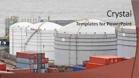  Presentation with shipping container grain gas - Cool new PPT theme with gas container and bridge hong backdrop and a light gray colored foreground