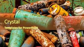  Presentation with gas - Presentation design enhanced with gas cylinders in a junkyard background and a tawny brown colored foreground