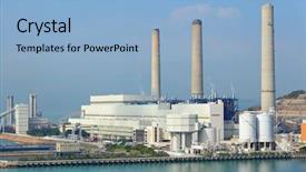  Presentation with gas station - Slides having gas distribution industry - coal fired electric power station background and a light blue colored foreground