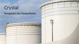  Presentation with fuel tank - Colorful presentation enhanced with gas distribution industry - fuel tank backdrop and a light blue colored foreground