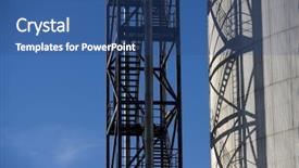  Presentation with storage tank - Beautiful theme featuring gas distribution industry - part of a storage tank backdrop and a ocean colored foreground