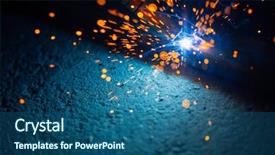  Presentation with gas welding - Theme enhanced with gas electrical production - artistic welding sparks light industrial background and a ocean colored foreground