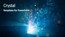  Presentation with gas welding - Presentation theme having gas electrical production - artistic welding sparks light industrial background and a navy blue colored foreground
