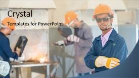  Presentation with welding - Audience pleasing PPT theme consisting of gas electrical production - black smith welding pieces backdrop and a lemonade colored foreground