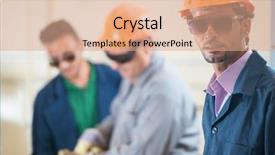  Presentation with welding - Amazing slide set having gas electrical production - black smith welding pieces backdrop and a coral colored foreground