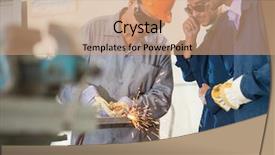  Presentation with welding - Beautiful theme featuring gas electrical production - black smith welding pieces backdrop and a coral colored foreground