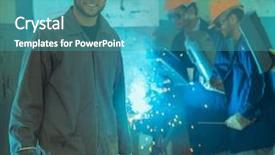  Presentation with welding - Colorful slide set enhanced with gas electrical production - black smith welding pieces backdrop and a teal colored foreground